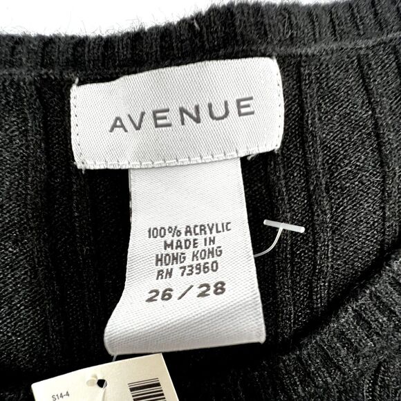 Avenue Women's Size 26/28 Black Sleeveless Sweater Plus Size 100% Acrylic NWT - Picture 3 of 10